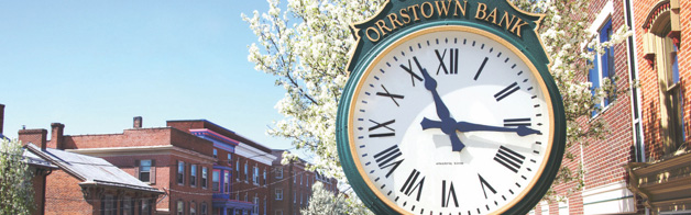 Street clock on a small town main street